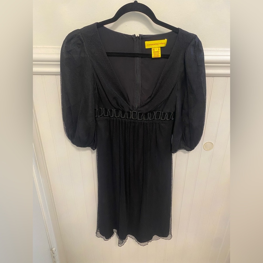 Catherine Malandrino Black Sheer Sleeve Mini Dress